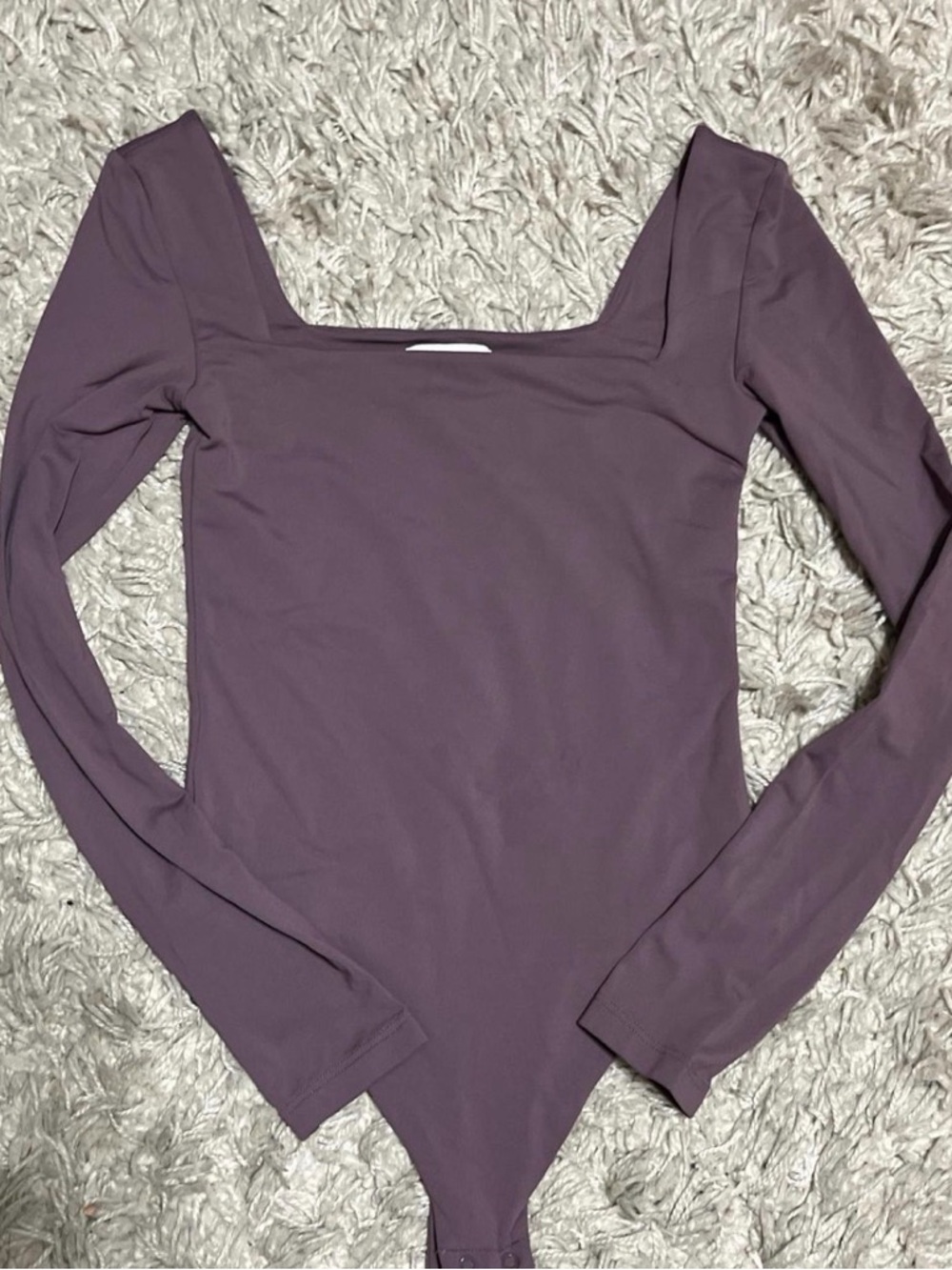 Aritzia Long Sleeve Square Neck Contour Bodysuit - Plum